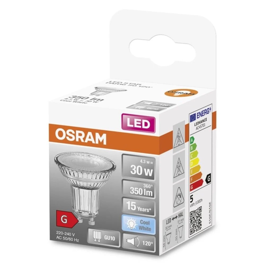 LED-polttimo STAR PAR16 GU10/4,3W/230V 4000K 120° - Osram