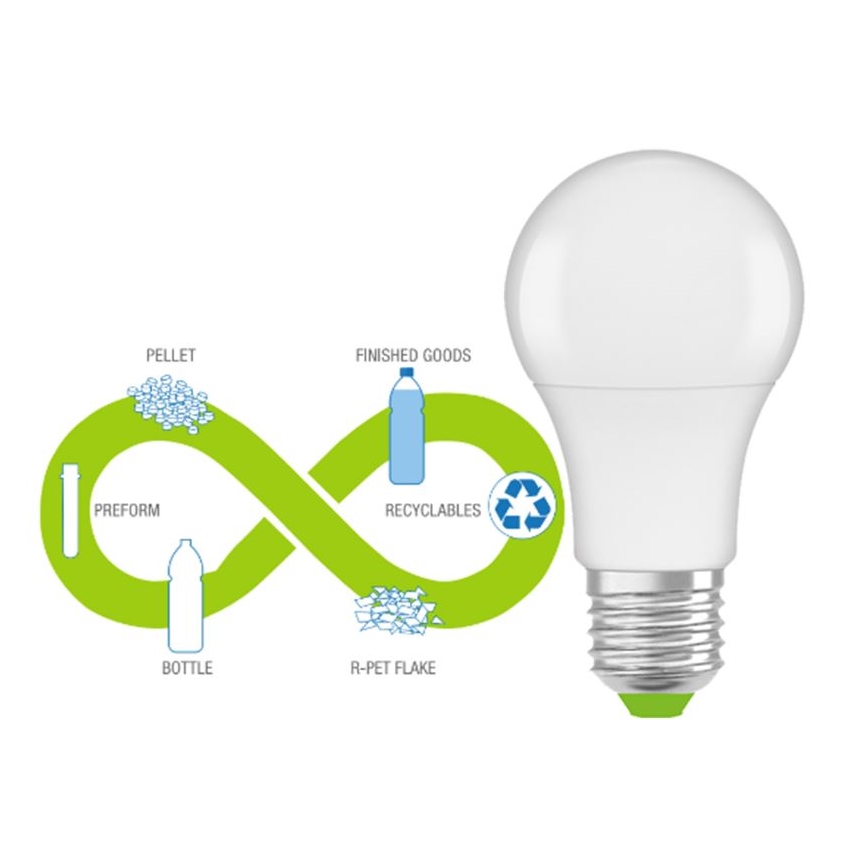 LED Polttimo valmistettu kierrätysmuovista A60 E27/8,5W/230V 2700K - Ledvance