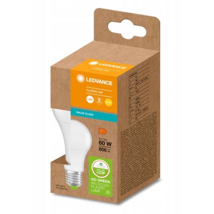 LED Polttimo valmistettu kierrätysmuovista A60 E27/8,5W/230V 2700K - Ledvance