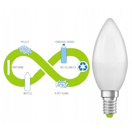 LED Polttimo valmistettu kierrätysmuovista B40 E14/4,9W/230V 2700K - Ledvance