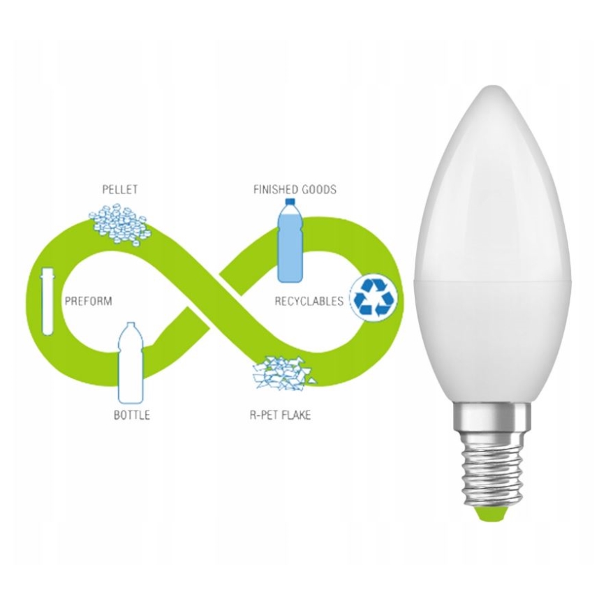 LED Polttimo valmistettu kierrätysmuovista B40 E14/4,9W/230V 4000K - Ledvance