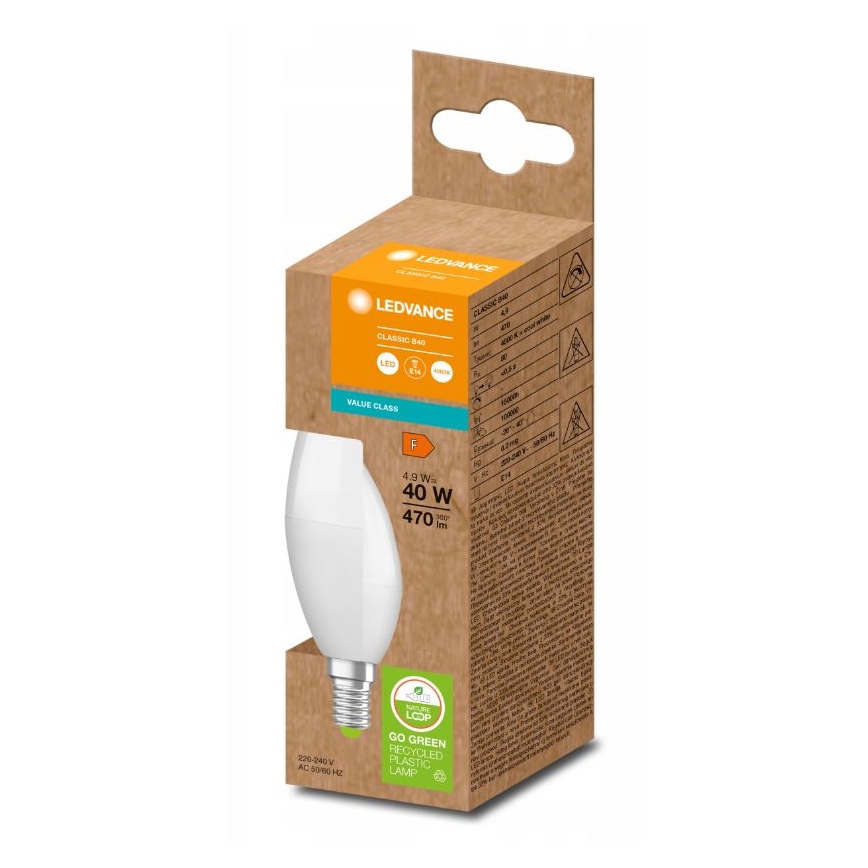 LED Polttimo valmistettu kierrätysmuovista B40 E14/4,9W/230V 4000K - Ledvance