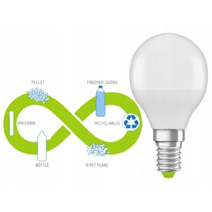 LED Polttimo valmistettu kierrätysmuovista P45 E14/4,9W/230V 4000K - Ledvance