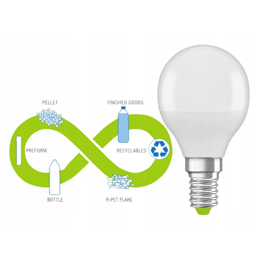 LED Polttimo valmistettu kierrätysmuovista P45 E14/4,9W/230V 4000K - Ledvance