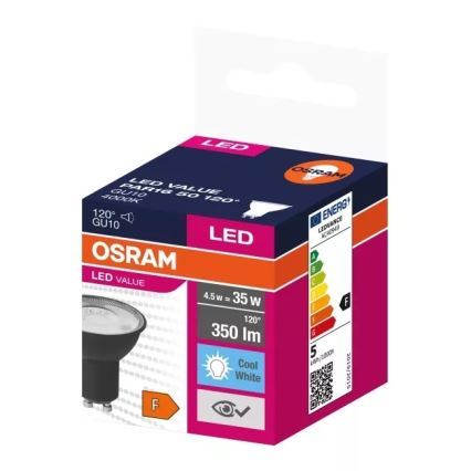 LED-polttimo VALUE PAR16 GU10/4,5W/230V 4000K 120° musta - Ledvance