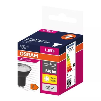 LED-polttimo VALUE PAR16 GU10/6,9W/230V 2700K 120° musta - Ledvance