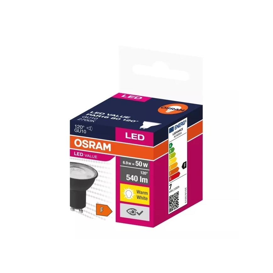 LED-polttimo VALUE PAR16 GU10/6,9W/230V 2700K 120° musta - Ledvance
