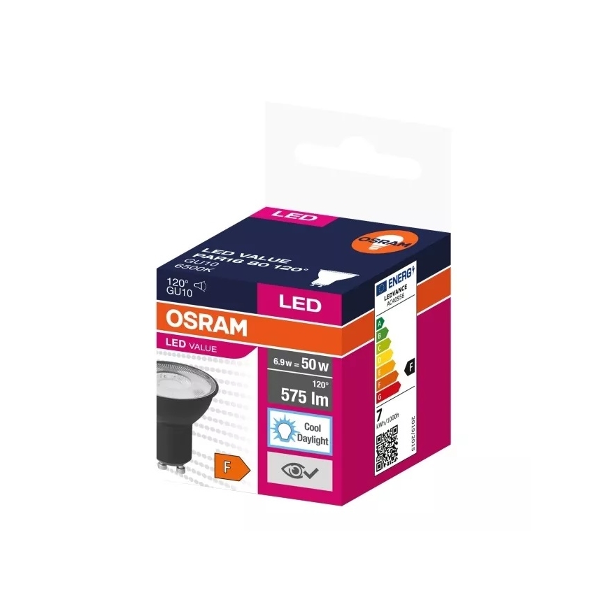 LED-polttimo VALUE PAR16 GU10/6,9W/230V 6500K 120° musta - Ledvance
