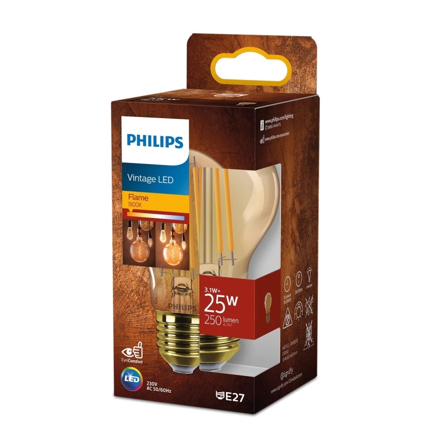 LED-polttimo VINTAGE Philips A60 E27/3,1W/230V 1800K