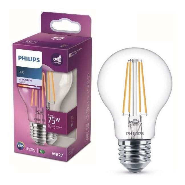 LED-polttimo VINTAGE Philips A60 E27/8,5W/230V 4000K