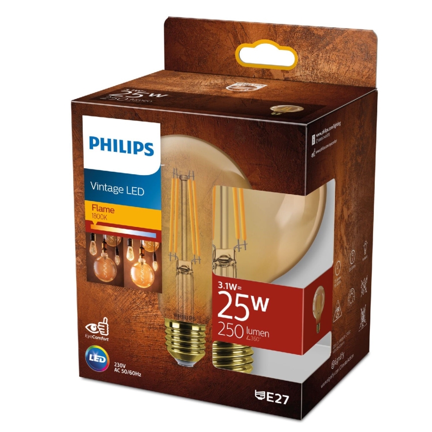 LED-polttimo VINTAGE Philips G95 E27/3,1W/230V 1800K