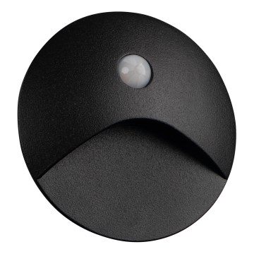 LED-porrasvalaisin liike- ja hämärätunnistimella EXIN LED/2,5W/230V 4000K IP65 musta pyöreä