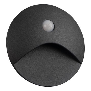 LED-porrasvalaisin liike- ja hämärätunnistimella EXIN LED/2,5W/230V 4000K IP65, pyöreä, antrasiitinharmaa
