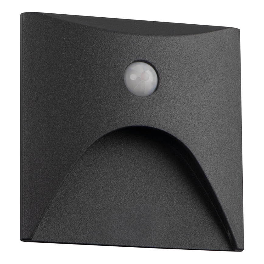 LED-porrasvalaisin liiketunnistimella ja hämäräkytkimellä EXIN LED/2,5W/230V 3000K IP65 antrasiitti neliö