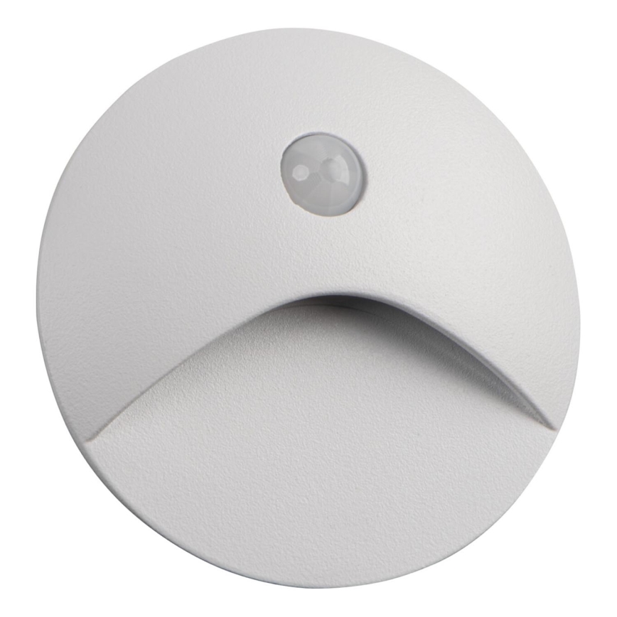 LED-porrasvalaisin liiketunnistimella ja hämäräkytkimellä EXIN LED/2,5W/230V 4000K IP65 valkoinen pyöreä