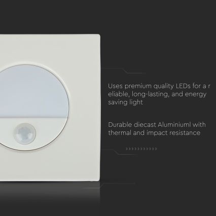 LED Porrasvalo liiketunnistimella LED/3W/230V 4000K valkoinen