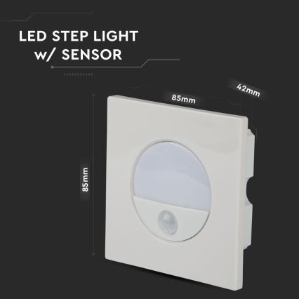 LED Porrasvalo liiketunnistimella LED/3W/230V 4000K valkoinen
