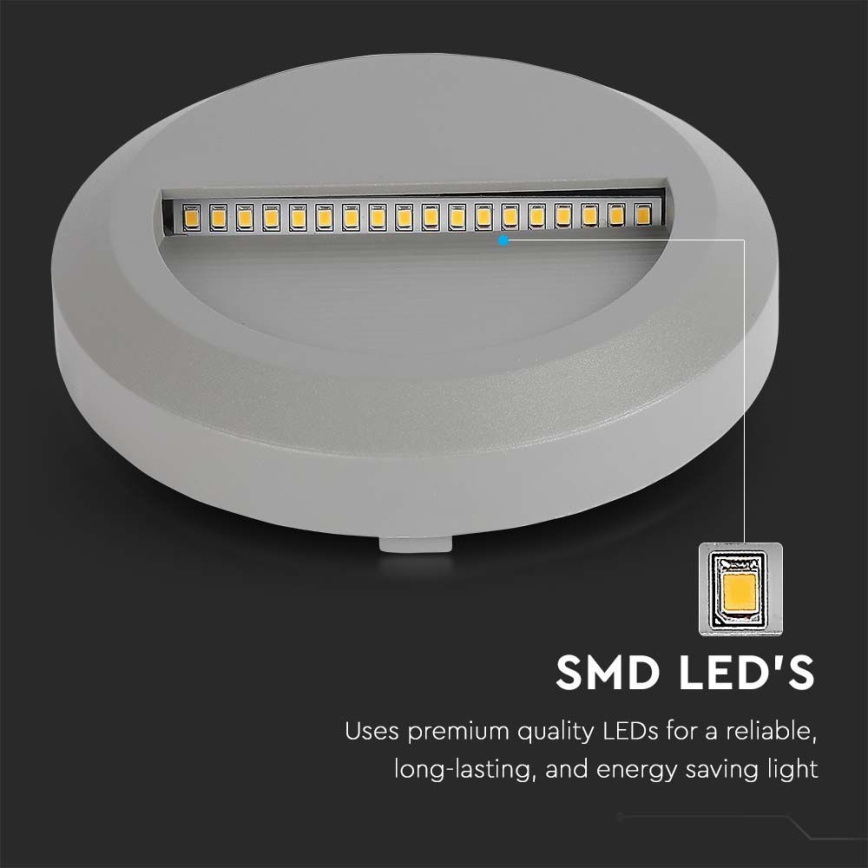 LED Portaikon ulkovalo LED/2W/230V IP65 3000K harmaa