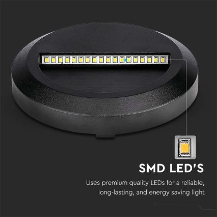 LED Portaikon ulkovalo LED/2W/230V IP65 3000K musta