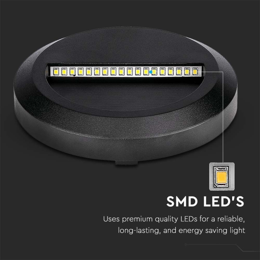 LED Portaikon ulkovalo LED/2W/230V IP65 3000K musta