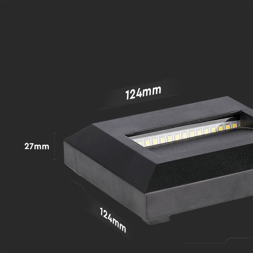 LED Portaikon ulkovalo LED/2W/230V IP65 4000K musta
