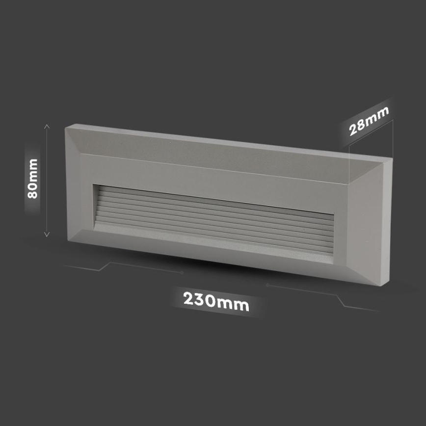 LED Portaikon ulkovalo LED/3W/230V 4000K IP65 harmaa