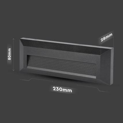 LED Portaikon ulkovalo LED/3W/230V IP65 3000K musta