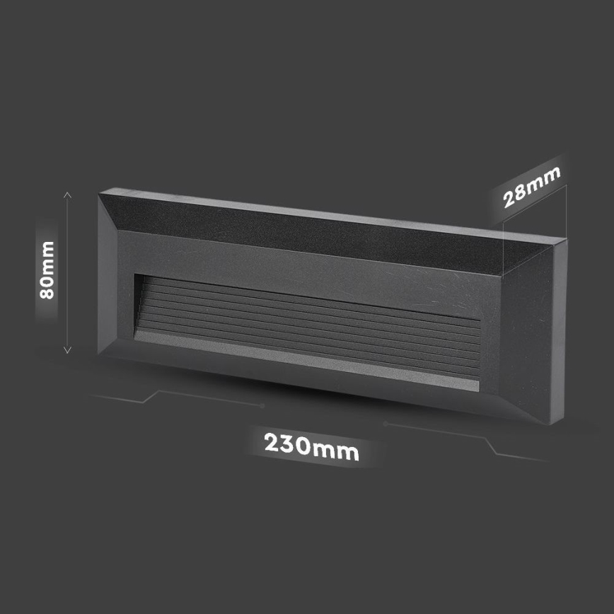 LED Portaikon ulkovalo LED/3W/230V IP65 3000K musta