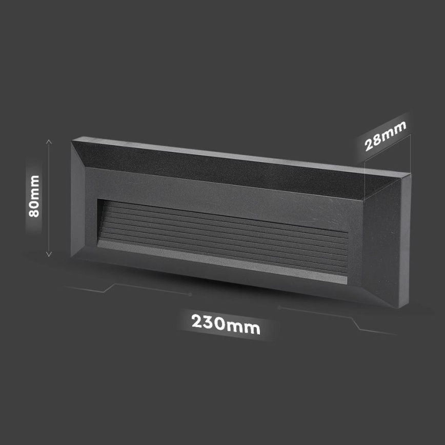 LED Portaikon ulkovalo LED/3W/230V IP65 4000K musta