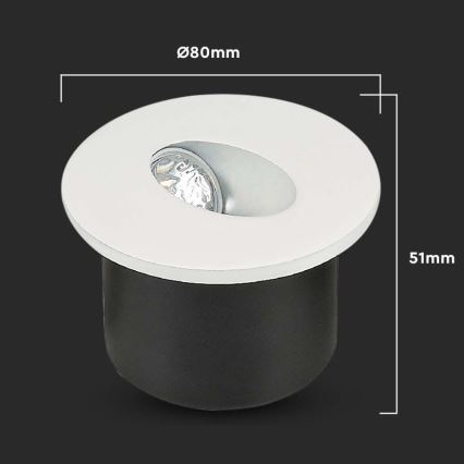 LED Portaikon valo LED/3W/230V 3000K valkoinen
