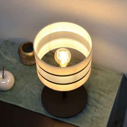 LED Pöytävalaisin HELEN 1xE27/15W/230V kerma/musta/kultainen