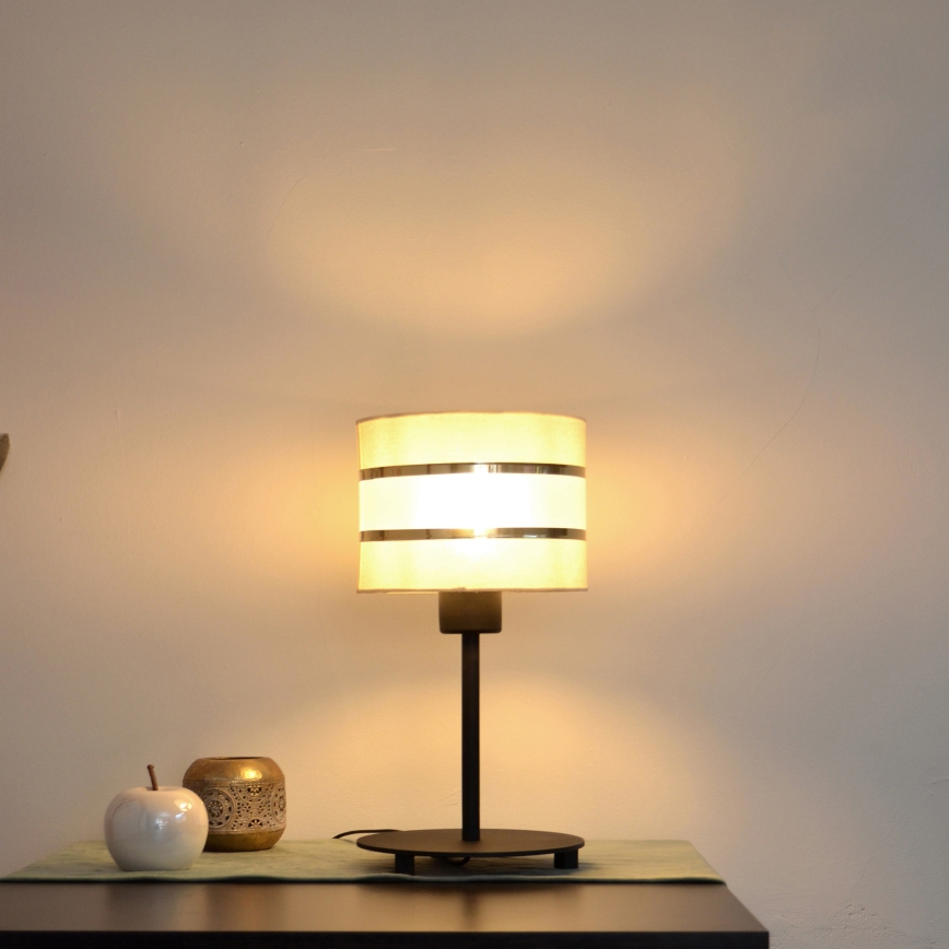 LED Pöytävalaisin HELEN 1xE27/15W/230V kerma/musta/kultainen
