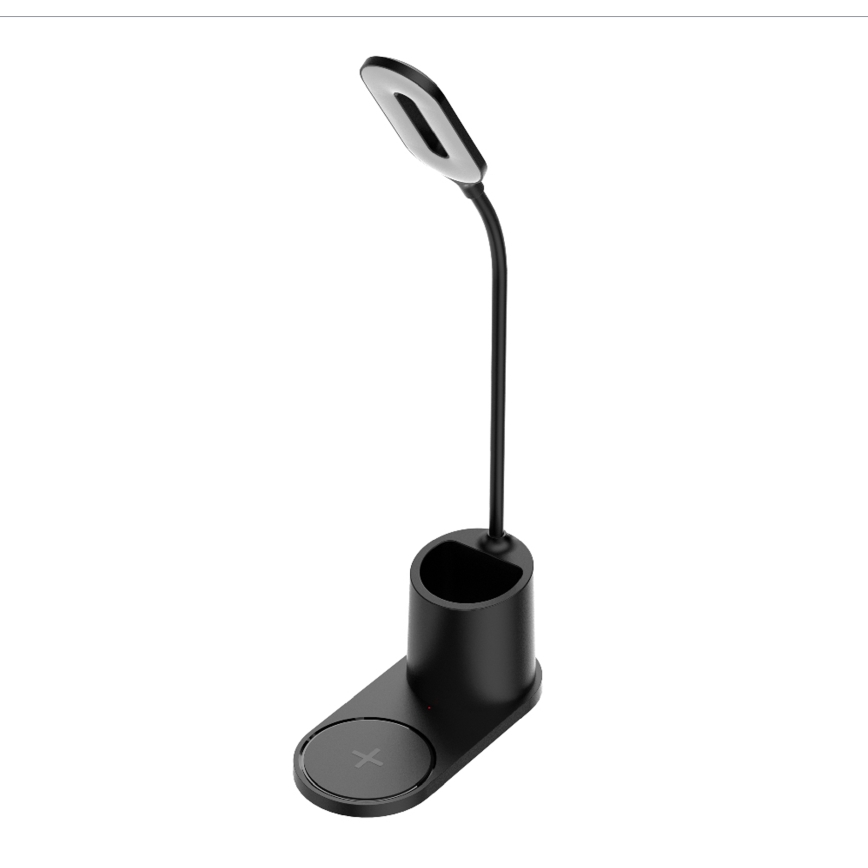 LED-pöytävalaisin LED/3W/5V langattomalla latauksella musta