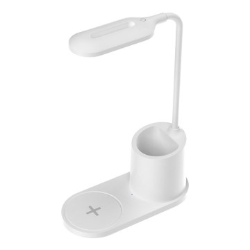 LED-pöytävalaisin LED/3W/5V langattomalla latauksella valkoinen