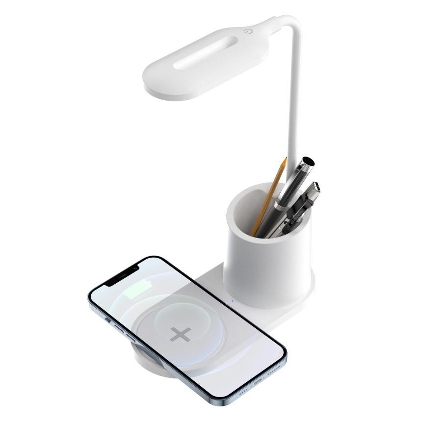 LED-pöytävalaisin LED/3W/5V langattomalla latauksella valkoinen