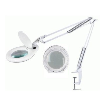 LED Pöytävalaisin suurennuslasilla ja klipsillä LED/15W/230V