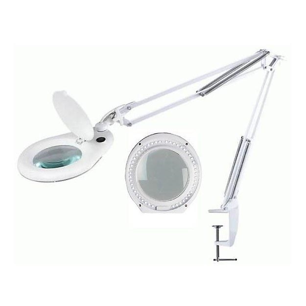 LED Pöytävalaisin suurennuslasilla ja klipsillä LED/15W/230V