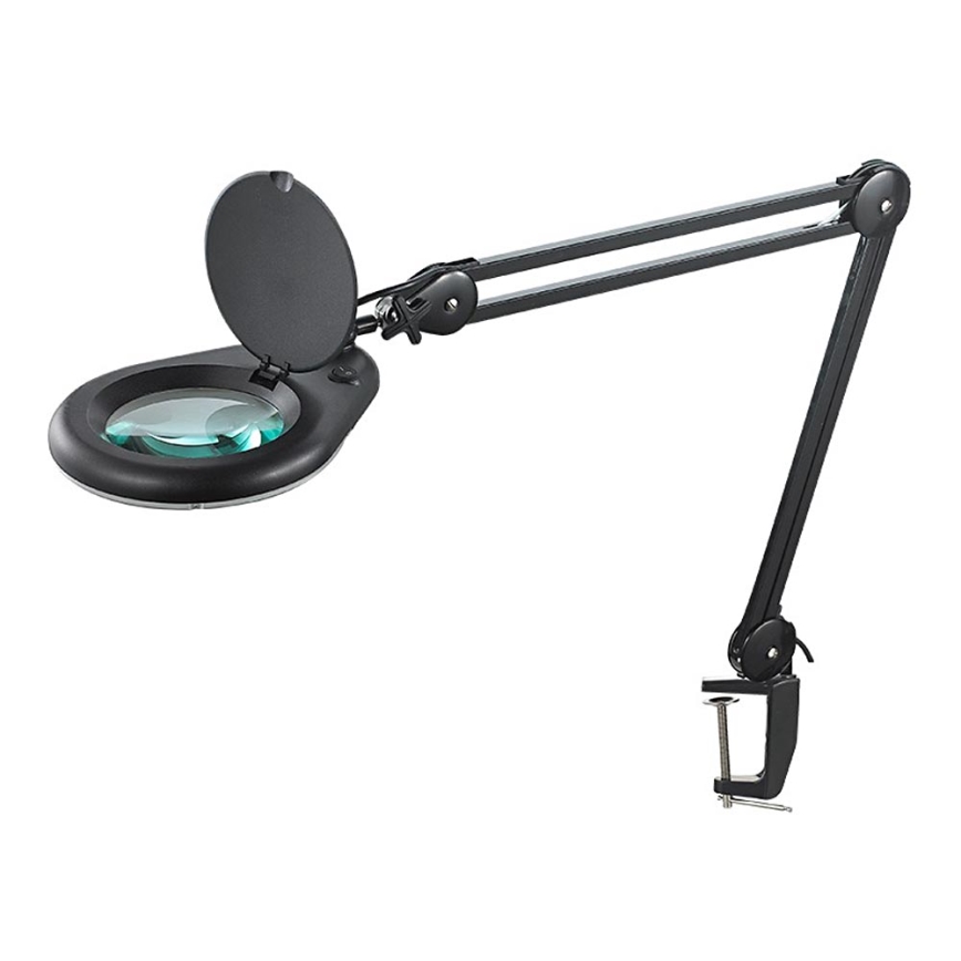 LED Pöytävalaisin suurennuslasilla LED/9W/230V musta