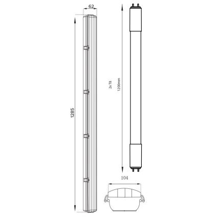 LED-putkityövalo T8 2xG13/18W/230V 4000K IP65