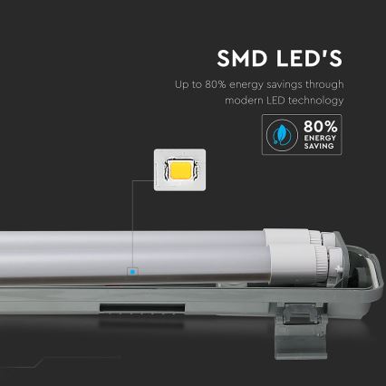 LED-putkityövalo T8 2xG13/22W/230V IP65 6400K 156 cm