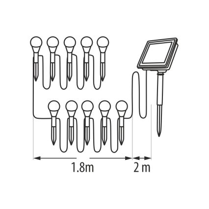 LED RGB aurinkovalaisin 10xLED/1,2V 300 mAh IP44 musta