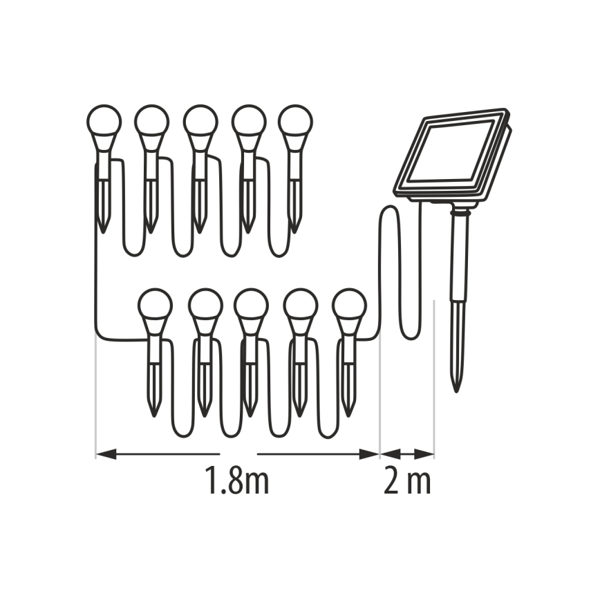 LED RGB aurinkovalaisin 10xLED/1,2V 300 mAh IP44 musta