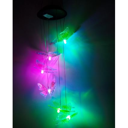 LED RGB aurinkovalaisin 6xLED/1,2V 300 mAh IP44 perhonen