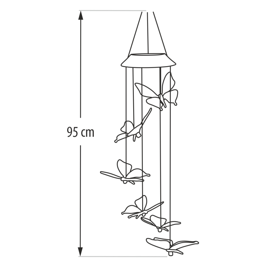LED RGB aurinkovalaisin 6xLED/1,2V 300 mAh IP44 perhonen