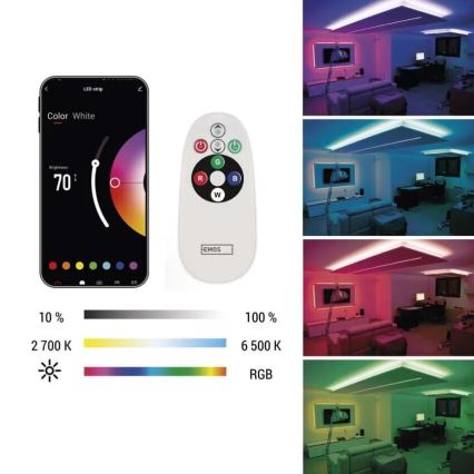 LED RGB+CCT Himmennettävä nauha GOSMART LED/11W/230V 2 m 2700-6500K IP44 Wi-Fi + kauko-ohjaus