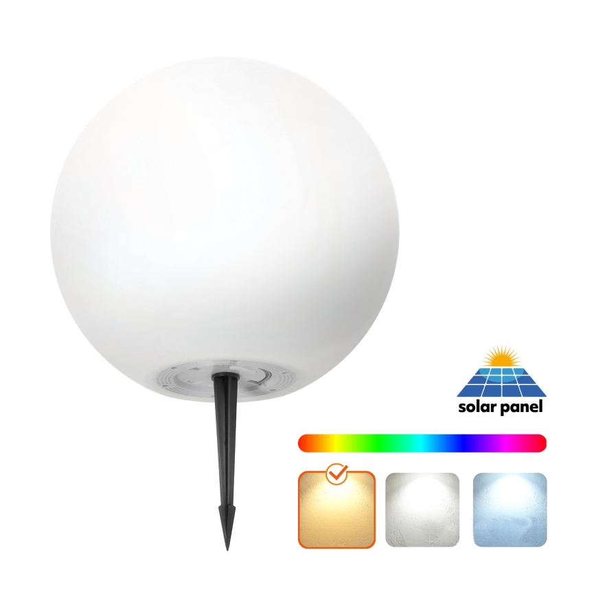 LED RGB Himmennettävä aurinko lamppu GARDEN BALL LED/5W/3,7V 3000K IP54 halkaisija 30 cm + kauko-ohjaus