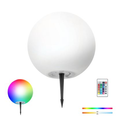 LED RGB Himmennettävä aurinko lamppu GARDEN BALL LED/5W/3,7V 3000K IP54 halkaisija 30 cm + kauko-ohjaus