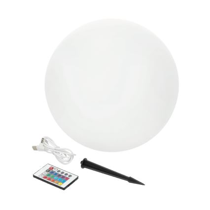 LED RGB Himmennettävä aurinko lamppu GARDEN BALL LED/5W/3,7V 3000K IP54 halkaisija 30 cm + kauko-ohjaus