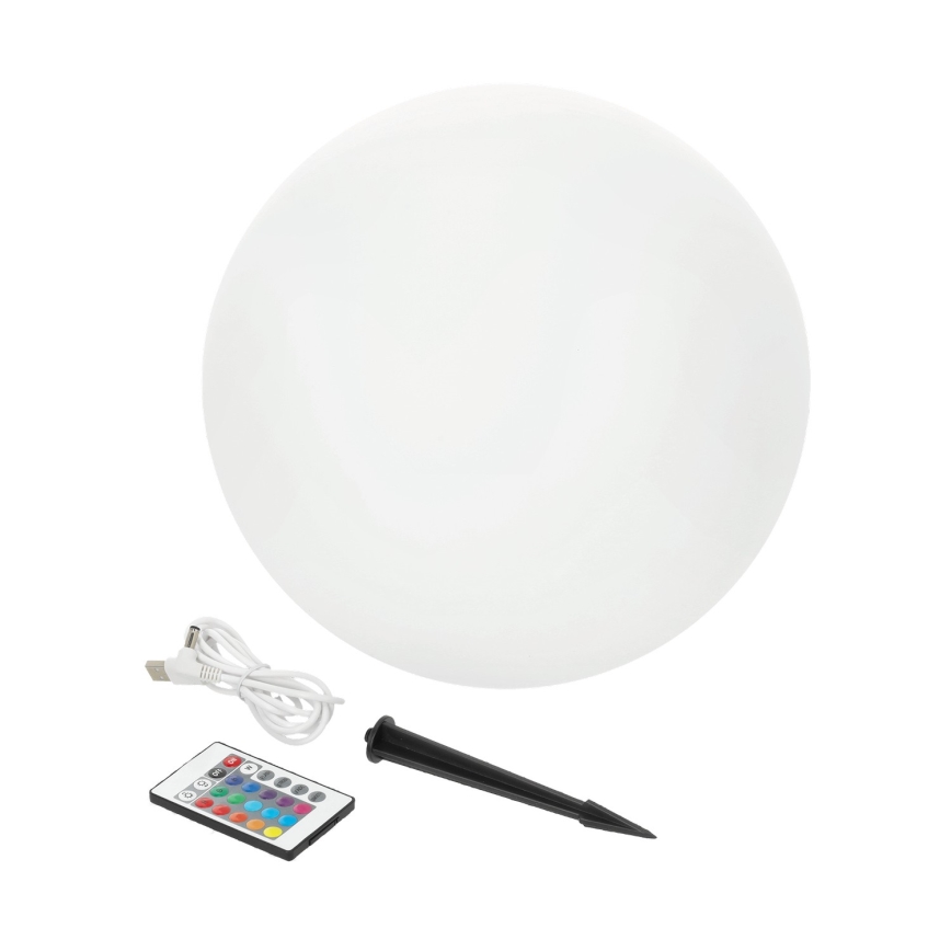 LED RGB Himmennettävä aurinko lamppu GARDEN BALL LED/5W/3,7V 3000K IP54 halkaisija 30 cm + kauko-ohjaus