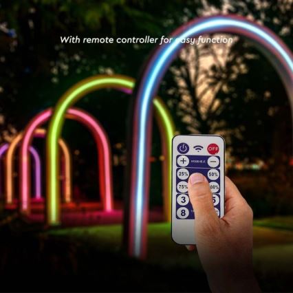 LED RGB Himmennettävä aurinko nauha LED/1,2W/3,7V IP67 5m + kauko-ohjaus